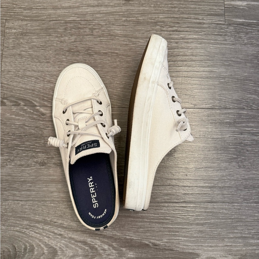 White Slip-On Sperry Boat Shoes